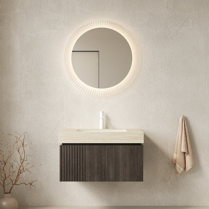 Meuble-lavabo moderne en bois avec rangement spacieux et lavabo en céramique pour la maison
