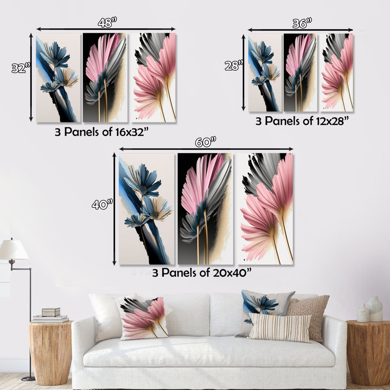 Impression de marguerites hyperréalistes II sur toile, 3 pièces, H 32 po x l 48 po x P 1 po