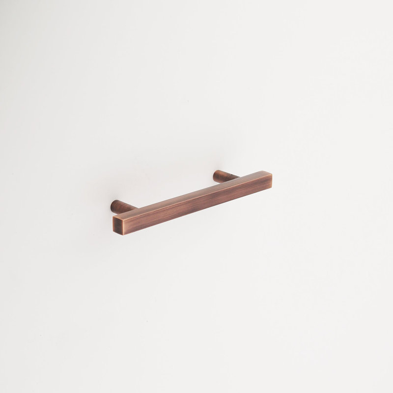 Madelyn Carter Frederick Solid Brass Cabinet Hardware, Antique Copper Drawer Pull with 4" Centers, Antique Copper, 4
