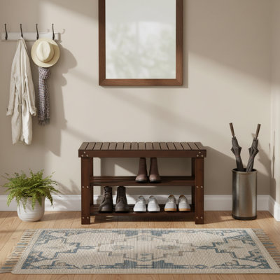 3 Tier Bamboo Shoe Rack Bench for Entryway, Hallway