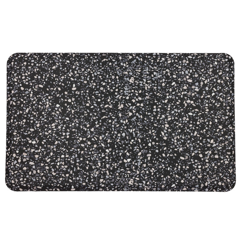Abstract Anti-Fatigue Non-Skid Kitchen Mat, Rectangle 1'6" x 2'6", Black
