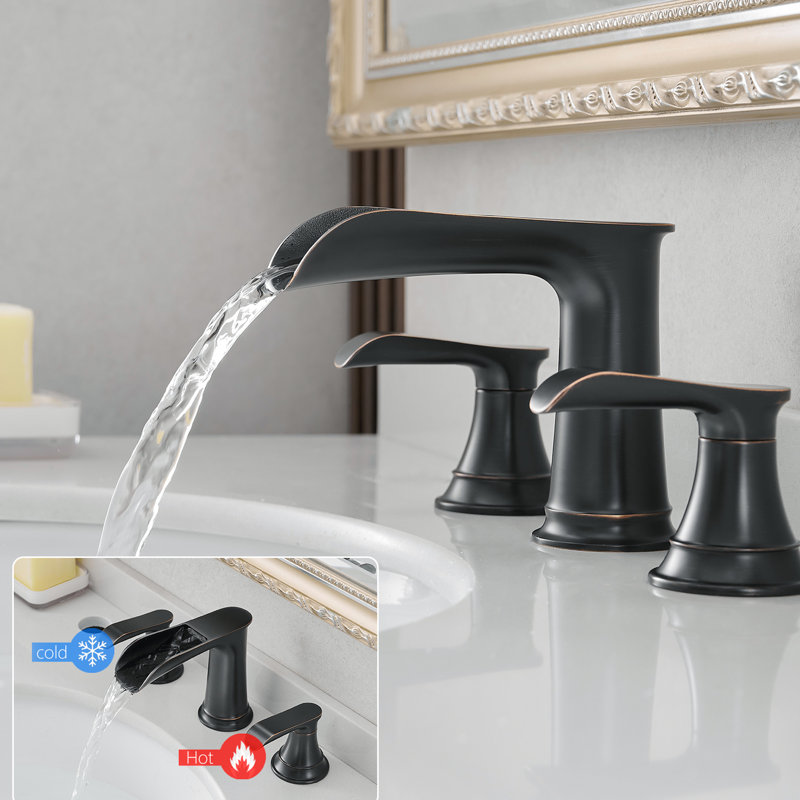 3 Hole Bathroom Faucet 8 Inch Widespread, Drip-, Handle And Pop Up Drain Hose Widespread Basin With , Manual Control, Drip-