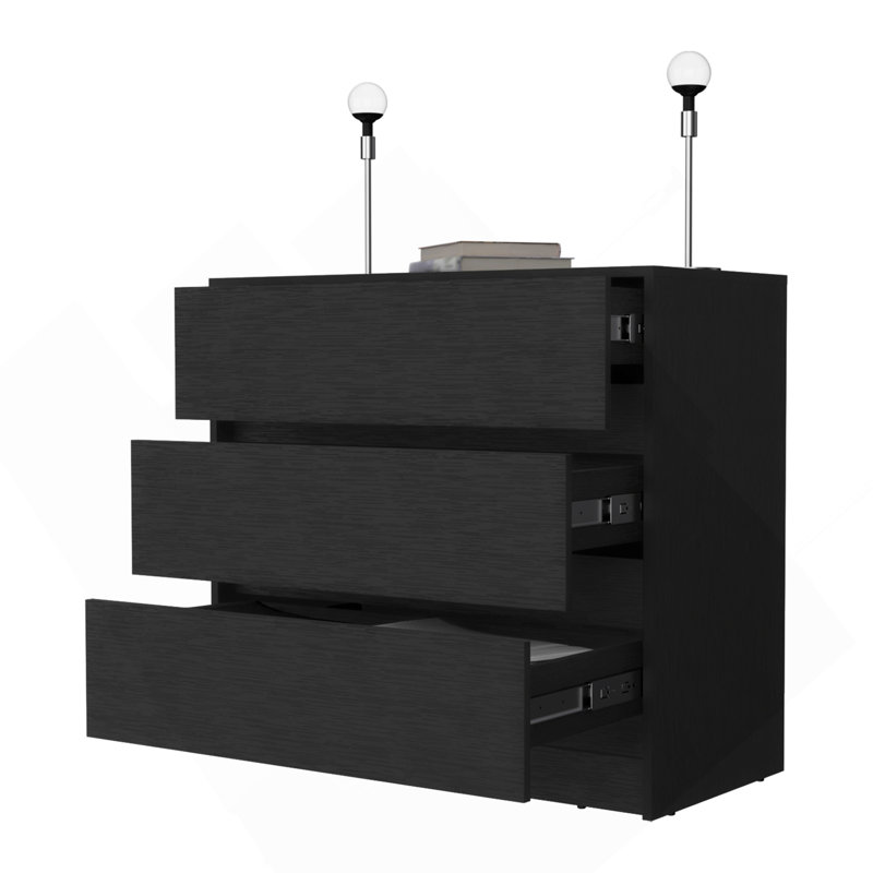 Commode 3 tiroirs noire