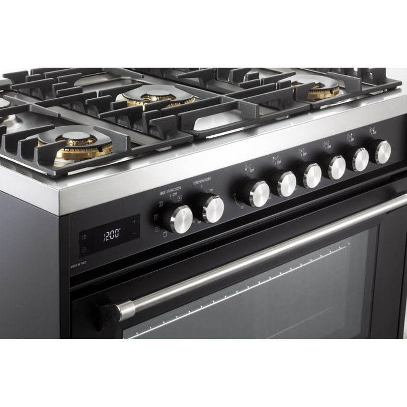 Verona Ultima 36" 5 Burner Single Dual Fuel Range, Black