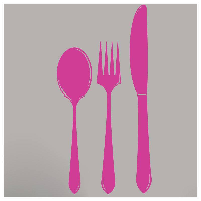 Adhésif décoratif cuillère fourchette, Rose vif