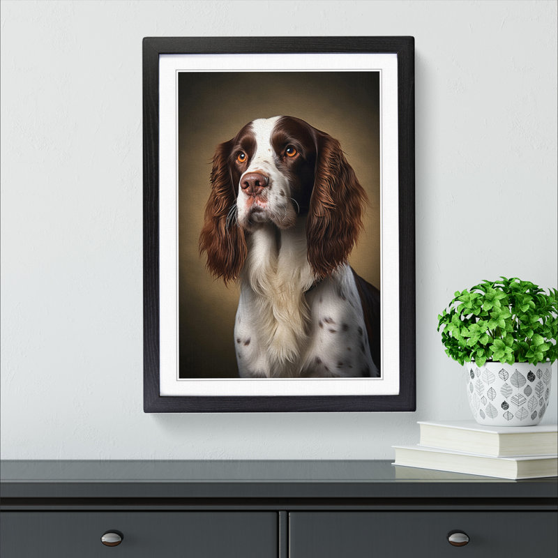 XYZ-FRM-V1223-660 English Springer Spaniel Classicism - Single Picture Frame Print on Wood, 46cm H x 34cm W x 2cm D, Black