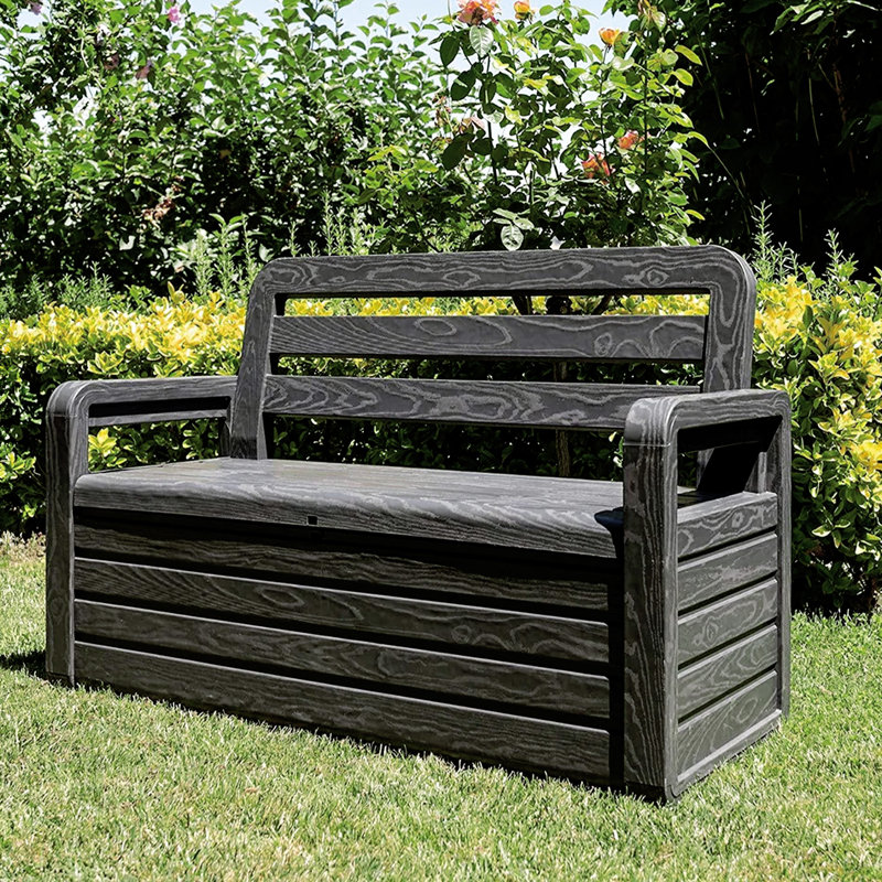 Anthracite Outdoor Storage Bench with Backrest and Lockable Lid