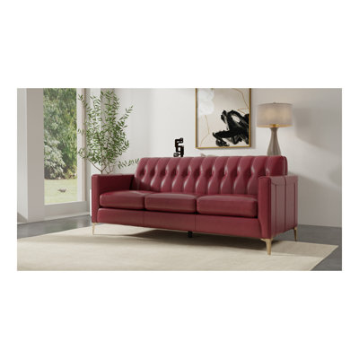 Mid-Century Tufted Leather Sofa