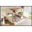 Lit superposé double sur double avec tiroirs et tablettes de rangement, fabrication en bois massif, aucun sommier nécessaire, beige et naturel