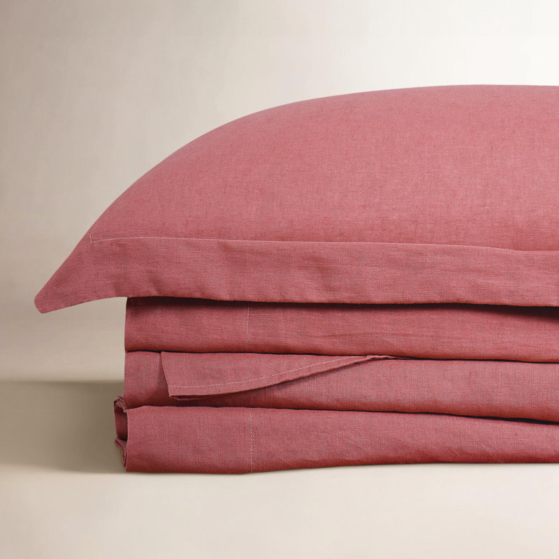 Ensemble de draps en lin Nena Aybar, Ensemble de draps pour très grand lit avec 2 taie, Vert mousse