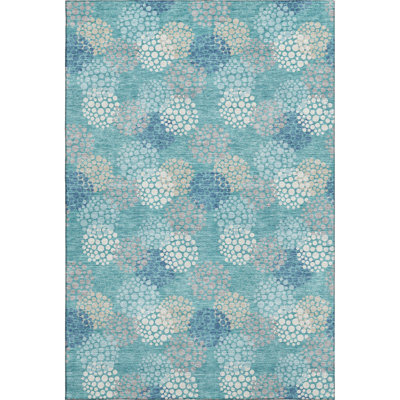 Premium Machine Washable Prisco Teal Rug