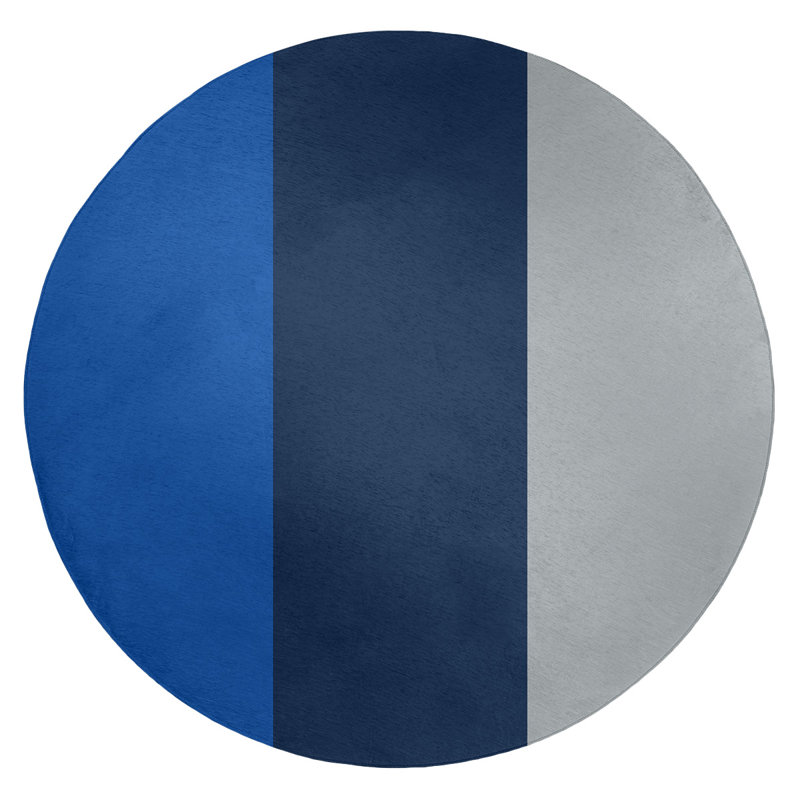 Tapis bleu royal rayures royal national hockey, Rond 5 pi