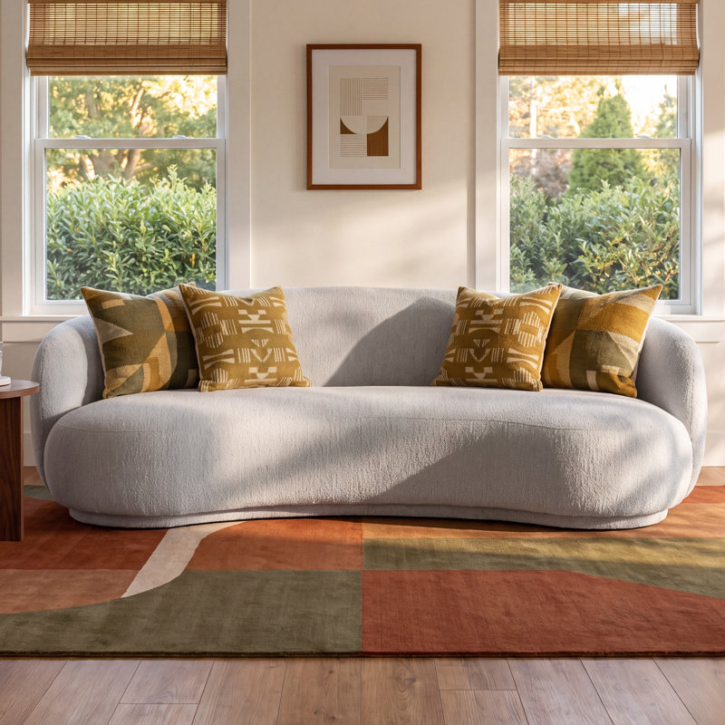 Simona Kidney-Shaped Grounded Curved 3-Seat Sofa