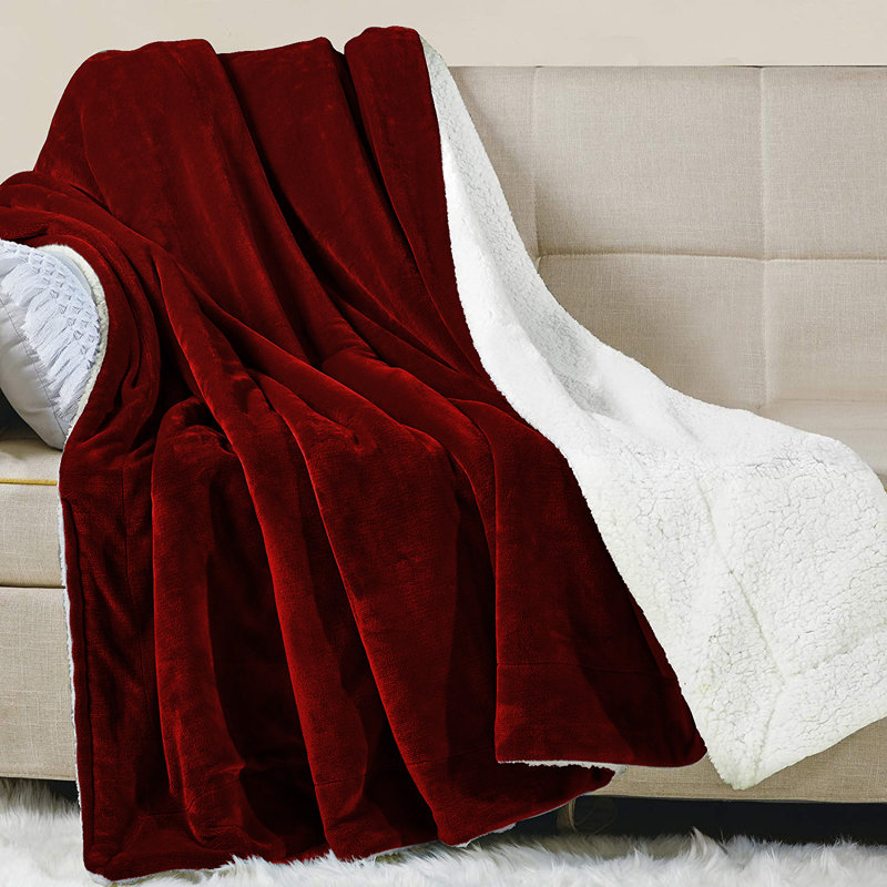 Couverture polaire en sherpa Sherpa0120210309, Bourgogne, Jeté