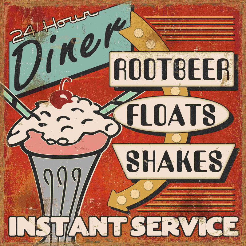 Diners And Drive Ins III - impression sur toile tendue, L 30 po x H 30 po