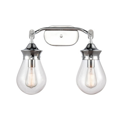 Applique murale Almanzo - 2 lumières - 45,7 cm (18 po) - Chrome poli - Abat-jour transparent - Applique murale pour salle de bain