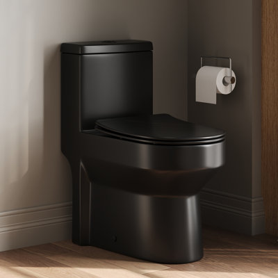 DeerValley Liberty 12" Small Round Toilet, 1-Piece Toilet with 0.8/1.28GPF Flush (Seat Included)