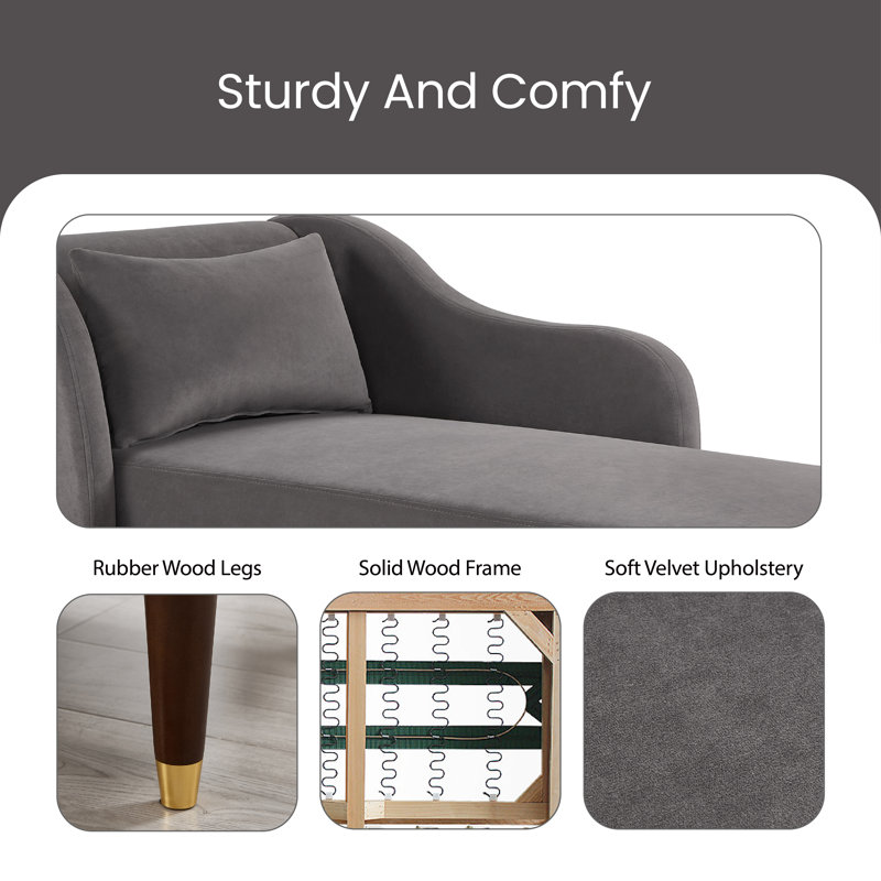Revêtement en velours de chaise longue Modern, Velours gris