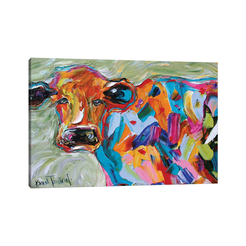 Beautiful Cow by Karen Tarlton - Wrapped Canvas Painting, 20.32 cm H x 30.48 cm W