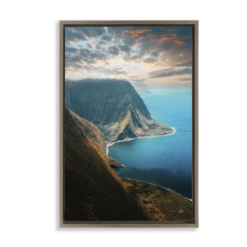  Toile flottante de la côte hawaïenne par Max Blakesberg Studios, H 31 po x l 21 po, Cadre flottant orme Montalcino
