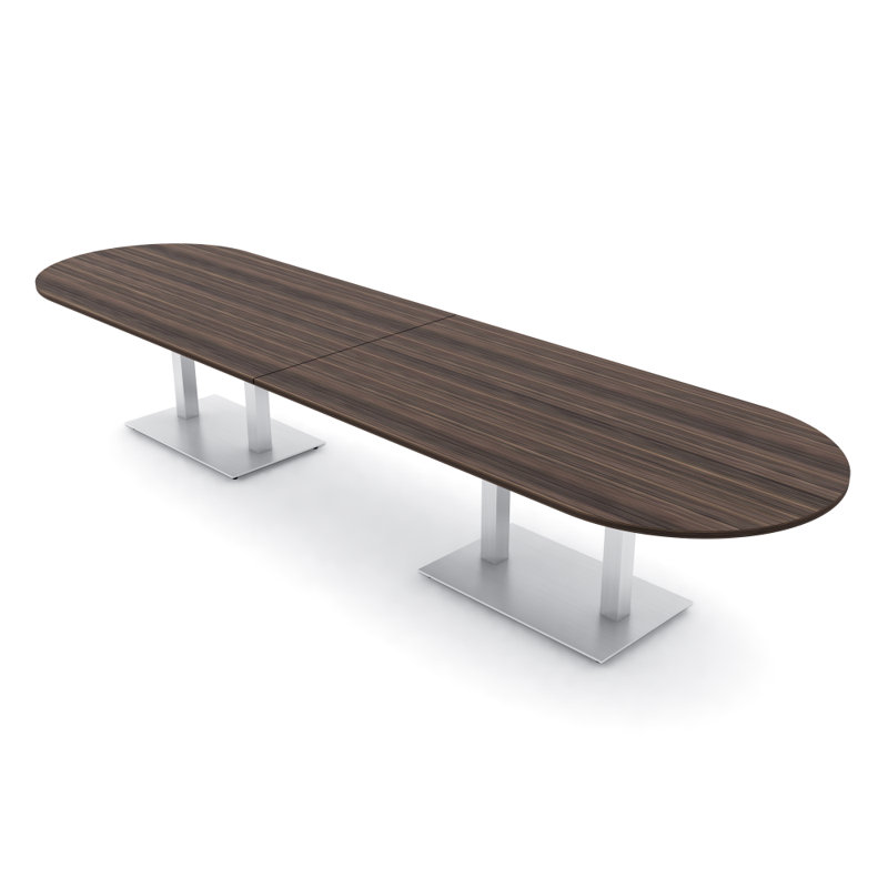 Table de conférence Racetrack, Argent argent, L 168 po x l 48 po, Eucalyptus naturel