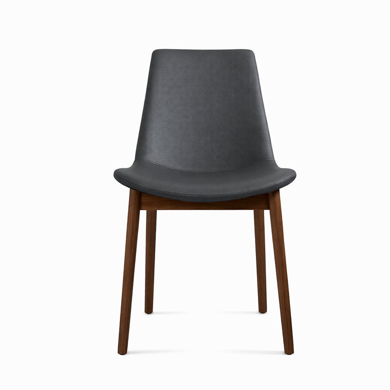 Eiffel Wood Dining Chair, Gray Faux Leather, Wenge