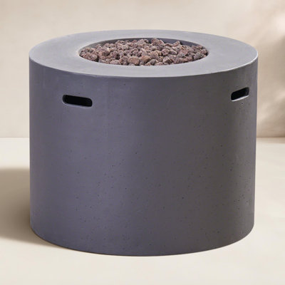 Caelan Round Concrete Propane Smokeless Fire Pit Table with Hidden Fuel Tank