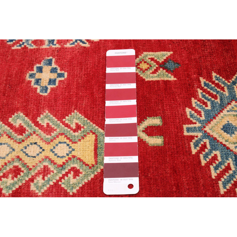Tapis de couloir rouge en laine noué à la main de conception unique 2 pi 4 po x 6 pi New Age Bryonhall