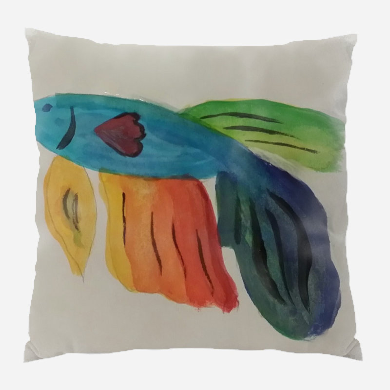 Coussin décoratif aquarelle , Microsuède, Intérieur