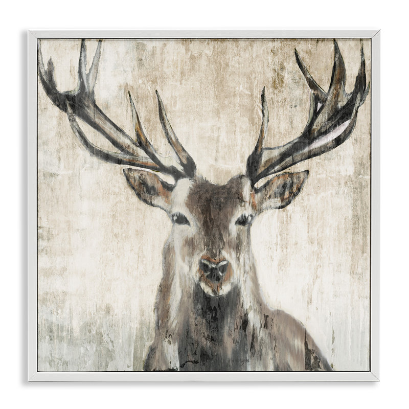 «Rustic Deer Elk Wildlife Portrait», estampe numérique encadrée par Liz Jardine, H 12 po x l 12 po