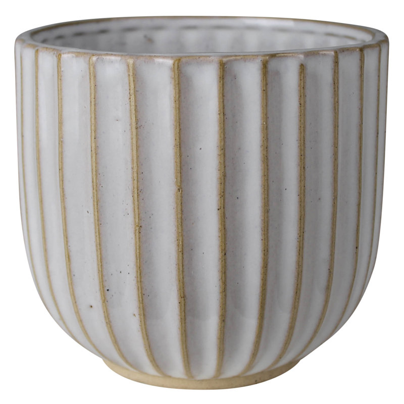 Ceramic Scalloped Ceramic Cachepot, White
