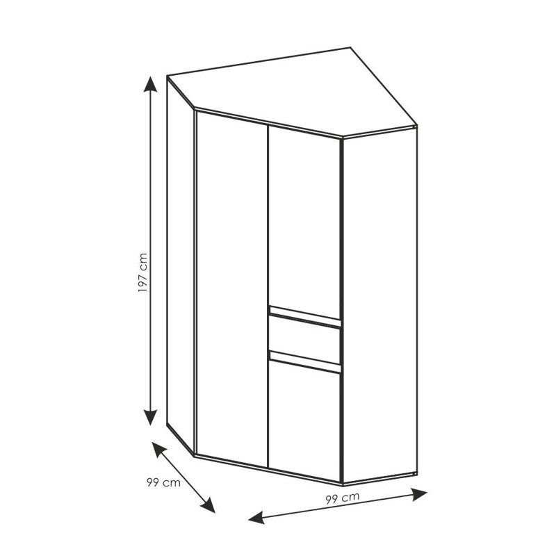 Madaket 2 Door Wardrobe, White/Black/Chili red