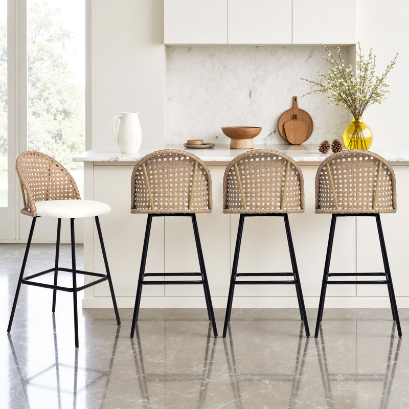 Tabouret de bar et de comptoir rembourré, Beige