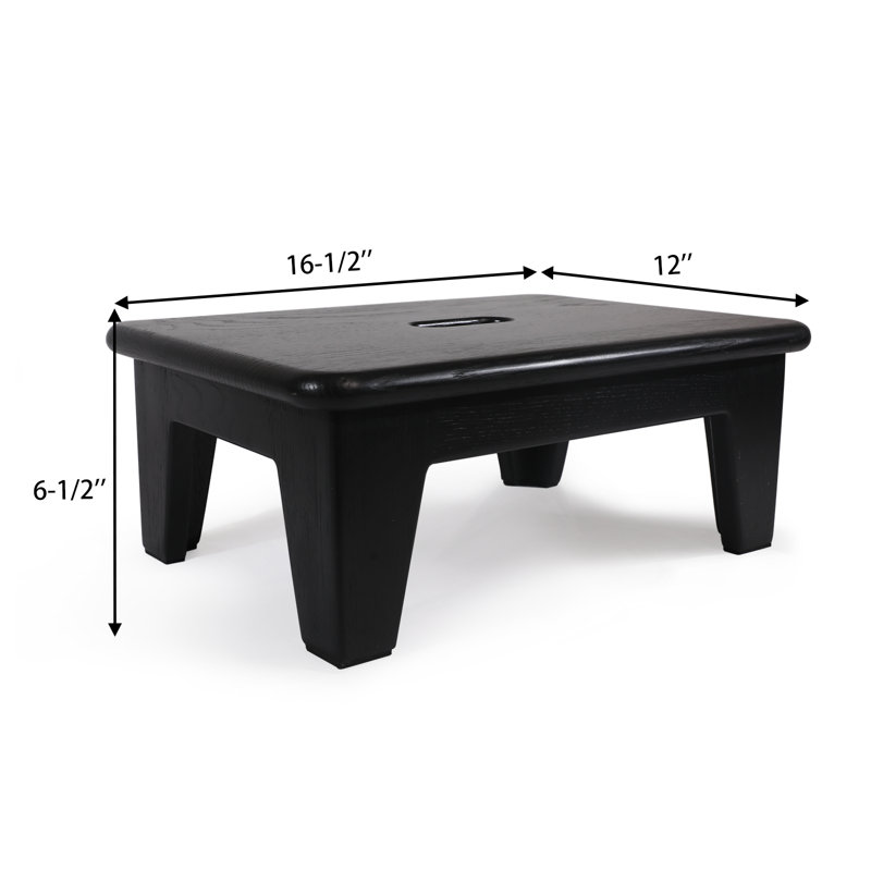 Oak Wood Step Stool, Black