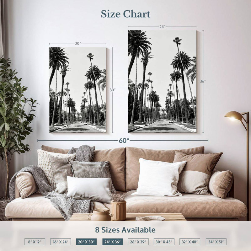 Californie noire - Palmeraie de Beverly Hills I, H 36 po x l 24 po