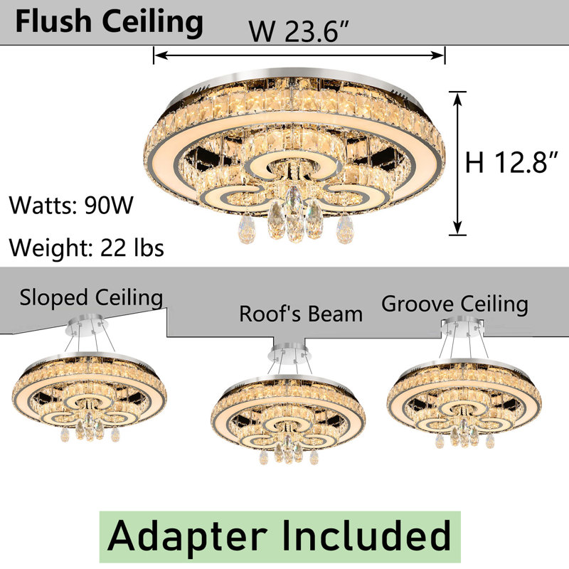 Glam Dimmable Led Crystal Chandelier