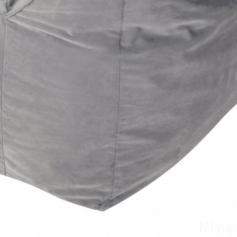 Velveteen Bean Bag Chair With Armrests, Grey, Gray Velvet