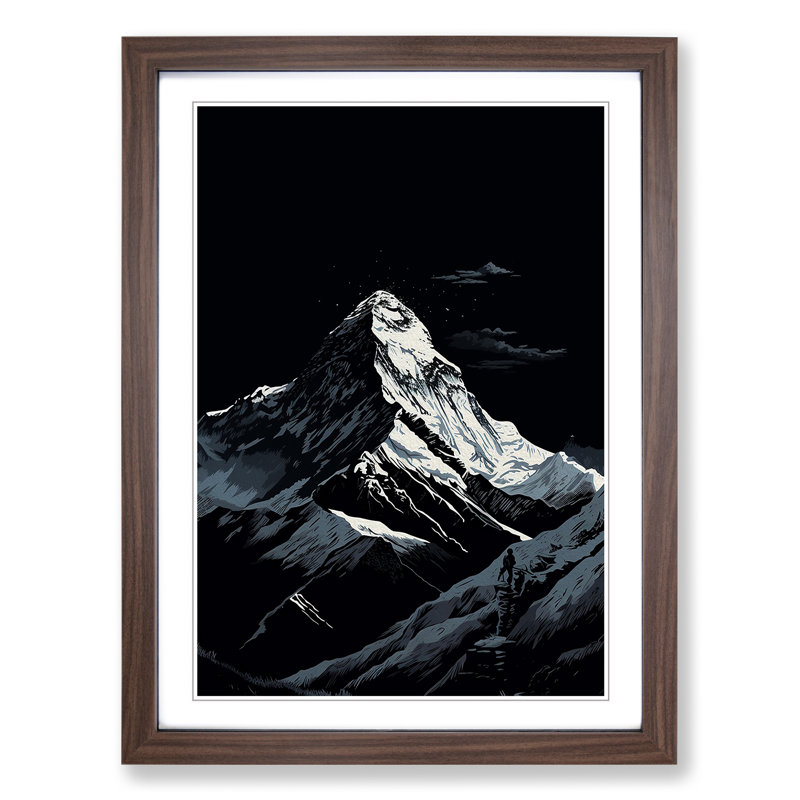 Mount Everest Line - Framed Print, 64cm H x 46cm W x 2cm D, Walnut Framed
