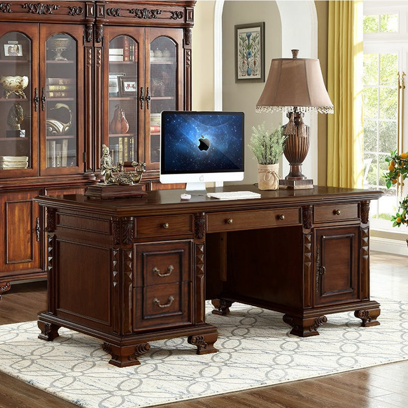 Bureau de style campagne américaine, H 30,71 po x l 59,06 po x P 31,5 po