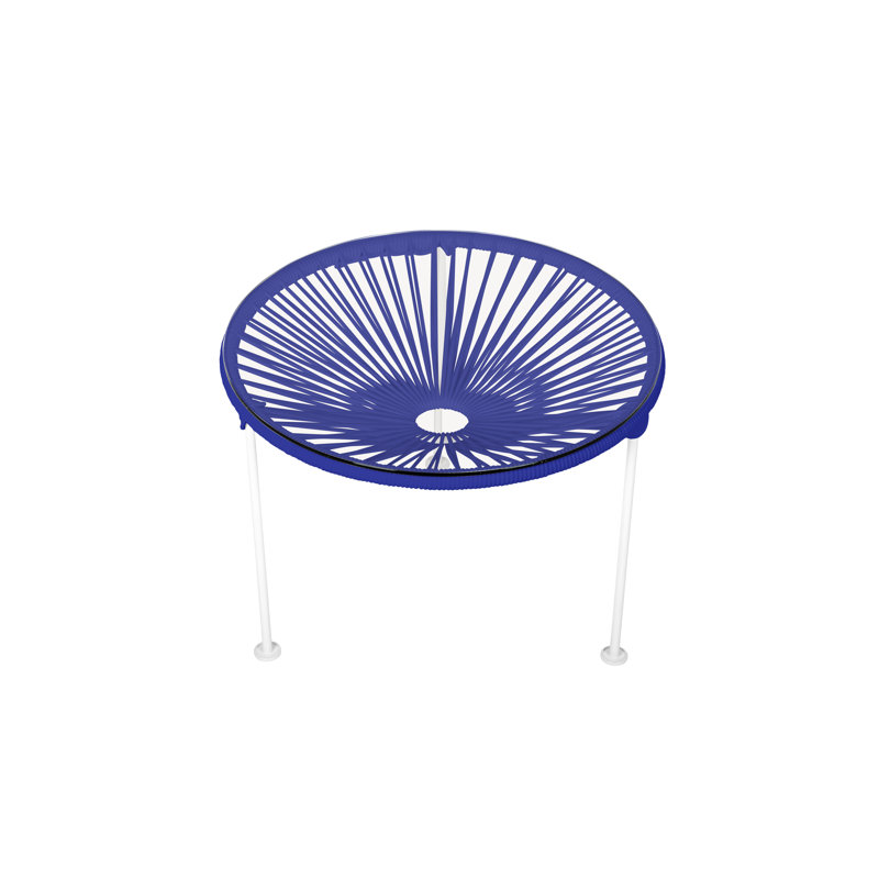 Zicatela Indoor Handmade Coffee Table, Deep Blue, White