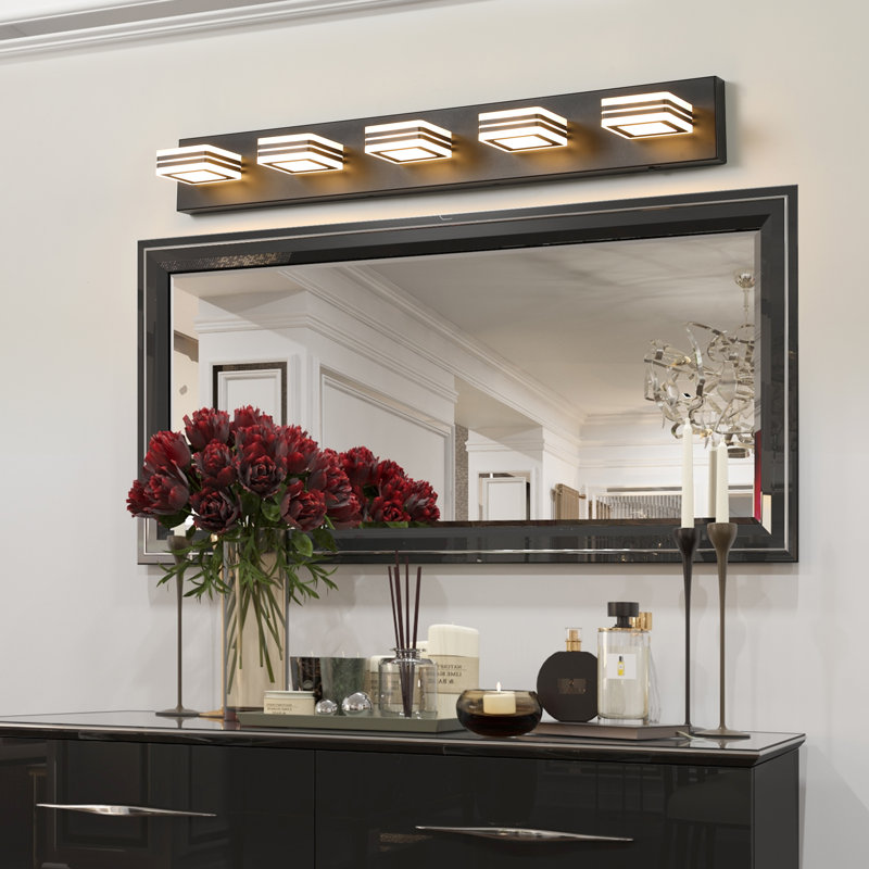Meuble-lavabo moderne à 6 lumières à DEL à intensité variable, fer et acrylique, écoénergétique, 36 W, 100 - 120 V, longueur 4,35 po, économie de noir, largeur 4,64 po,