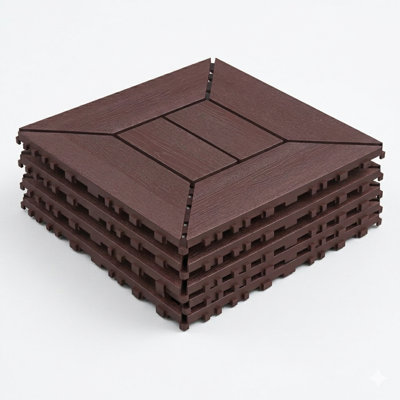 Paquet de 44 tuiles de terrasse en plastique 12 po x 12 po à emboîtement, plancher imperméable toutes saisons pour patio, balcon et cour arrière, installation facile à faire soi-même