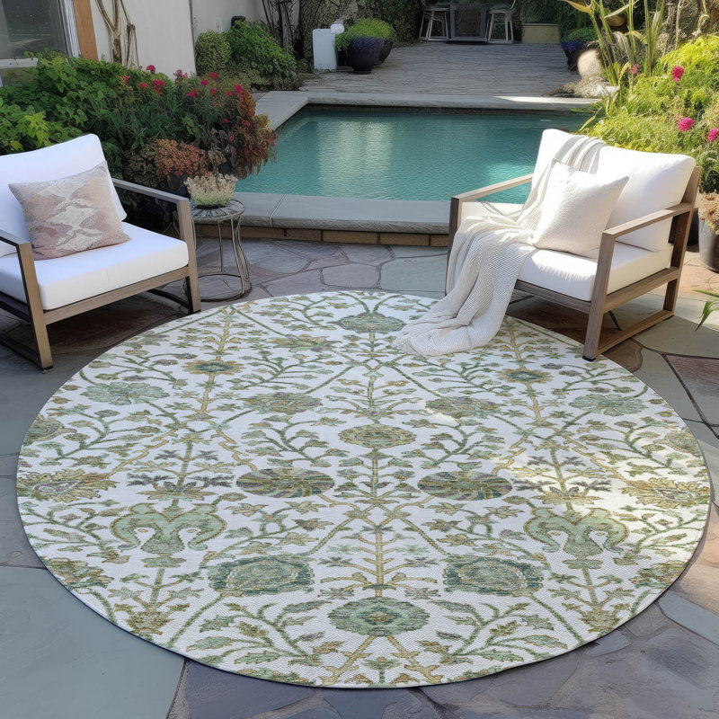 Tapis intérieur / extérieur ivoire Echo , 8 pi x 8 pi