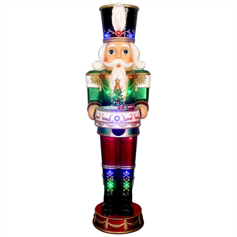 4.8-Ft Green and Red Resin Nutcracker with LED Lights and Music