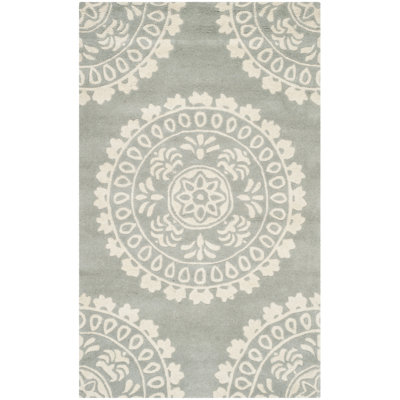 Rudra Handmade Tufted Wool Grey Area Rug