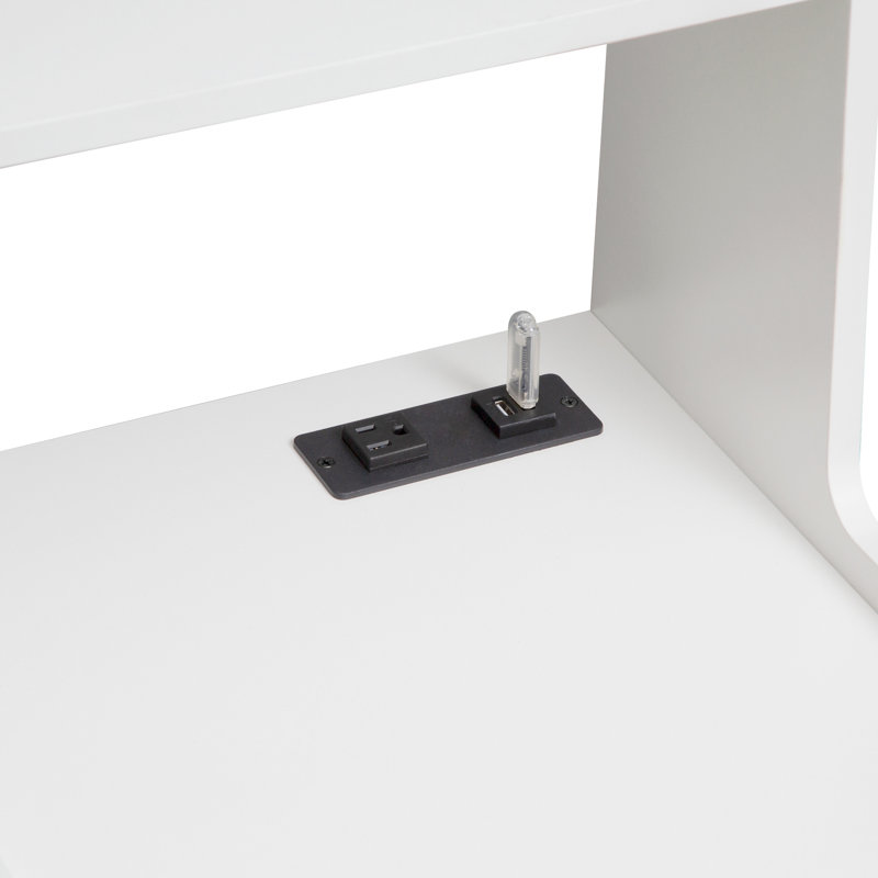 Table de chevet blanche avec armoire verrouillable et station de charge, nuit, ports de rangement pour chambre à coucher