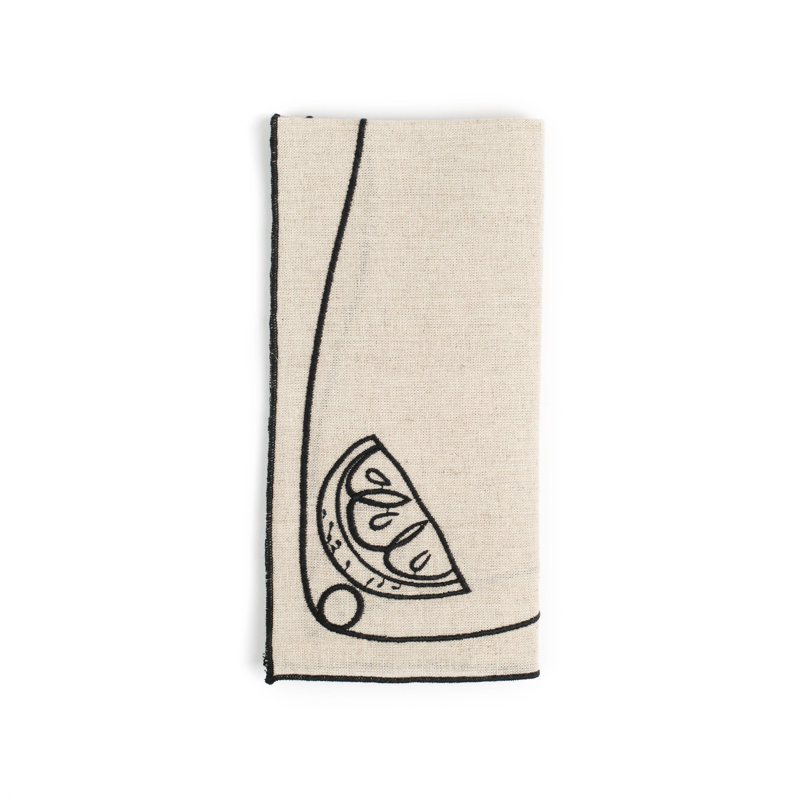 Line Drawing Embroidered Linen Napkins