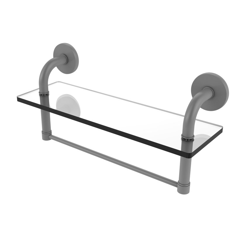 Tioga Bracket Shelf with Towel Bar, Matte Grey, 8" H x 22" W x 5" D
