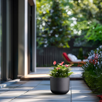 Small Concrete Round Planter / Pot With Drainage Holes