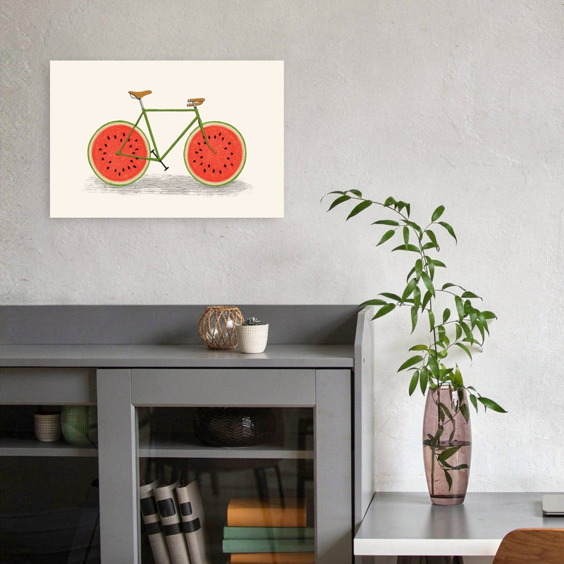 Watermelon, impression d'art mural contemporain bicyclette, 12" H x 18" W